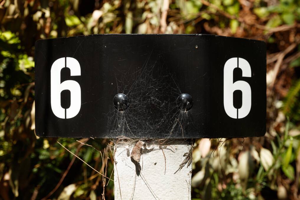 A distance marker on the Fernleigh Track. Picture: Max Mason-Hubers 