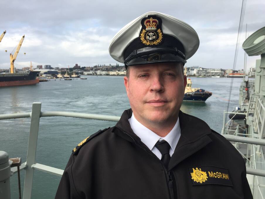 Warrant Officer Jason McGraw on board HMAS Newcastle. Picture: Scott Bevan