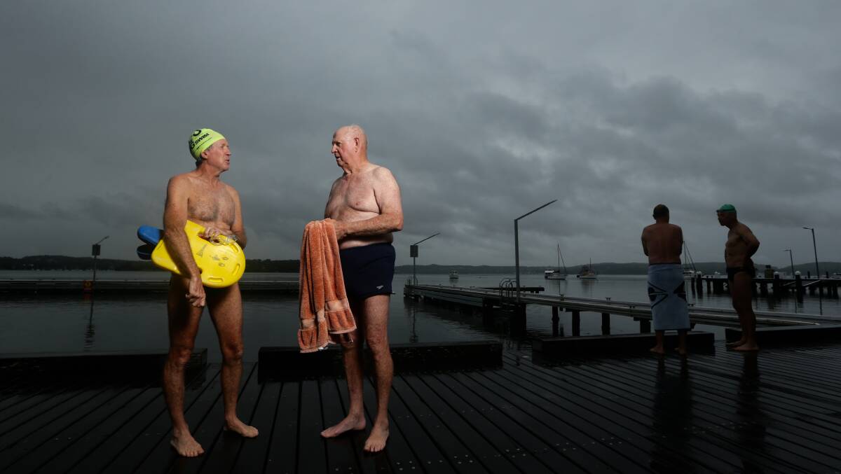 CONCERNED: Swimmers Glenn Nolan and Ron McSporran at Toronto baths. 
