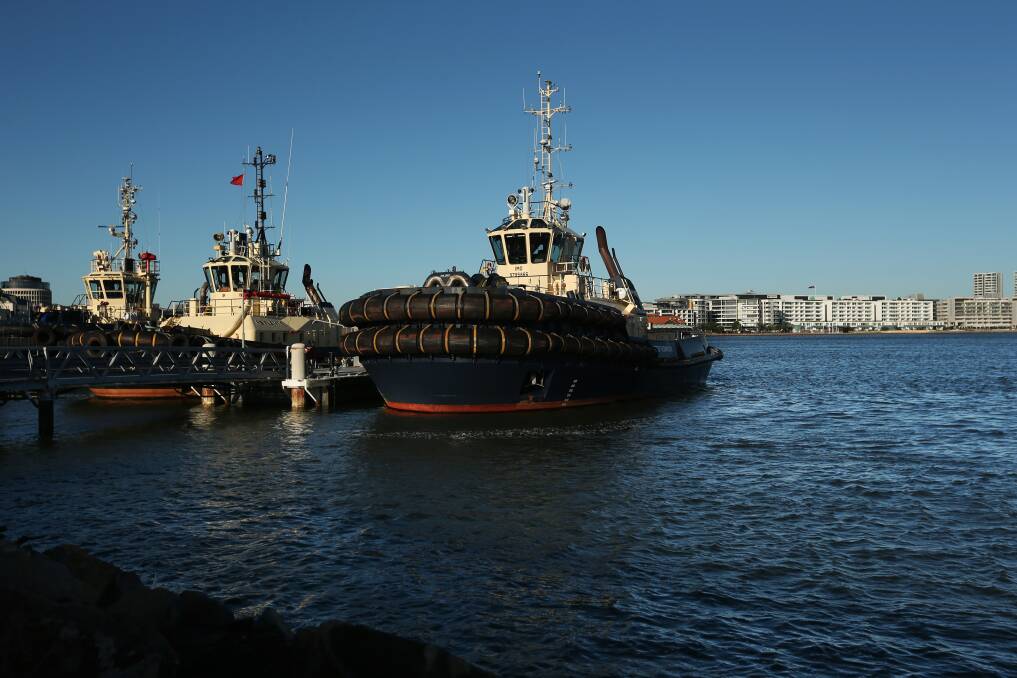 Svitzer tugboats moored at Dyke Point. Picture: Simone De Peak