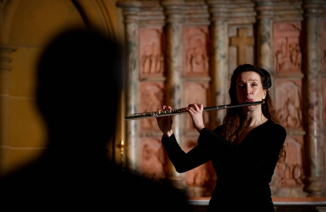 VIRTUOSO: Flautist Sally Walker playing in the cathedral.