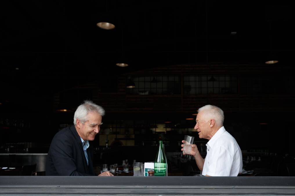 Rob Hadley, right, at lunch with Scott Bevan at Parry St Garage. Picture: Max Mason-Hubers