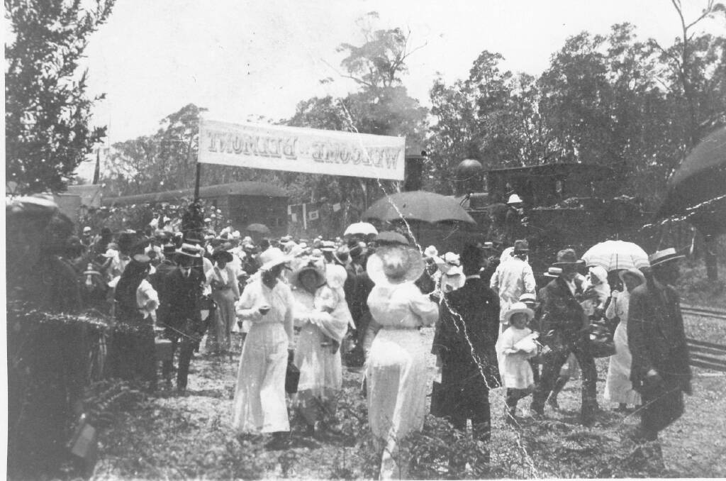 HISTORY: Crowds gather to greet the first passenger train at Belmont in 1916. Picture: Courtesy Ed Tonks Collection 