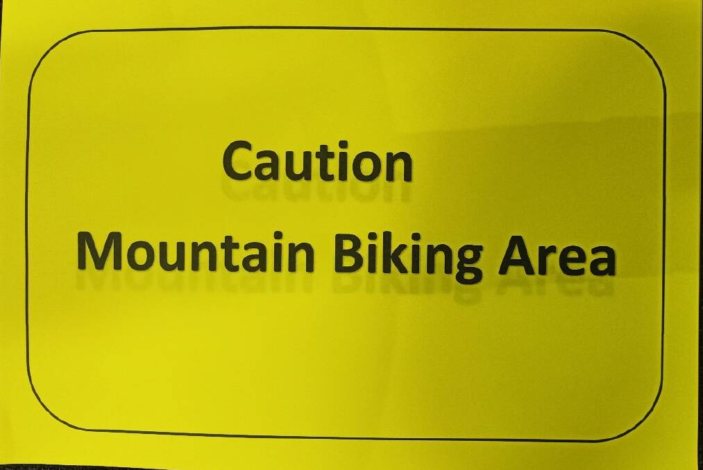 One of the signs being erected at the Awaba Mountain Bike Park. Picture: Supplied 