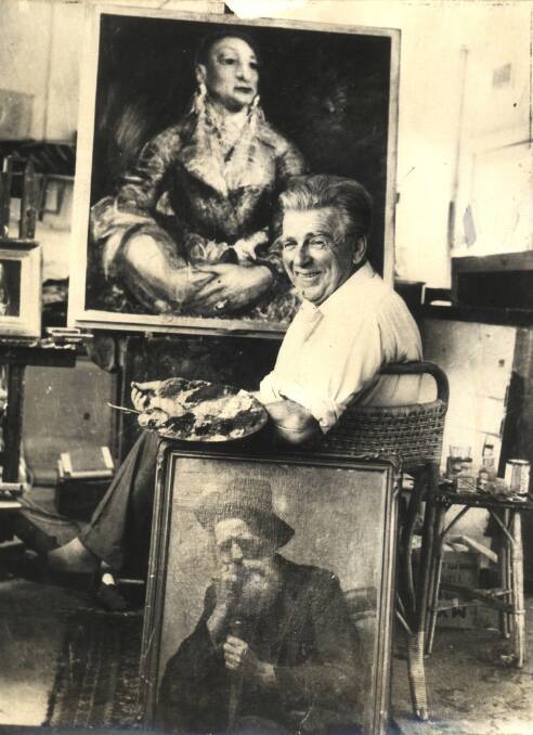 William Dobell in his studio at his home at Wangi Wangi.