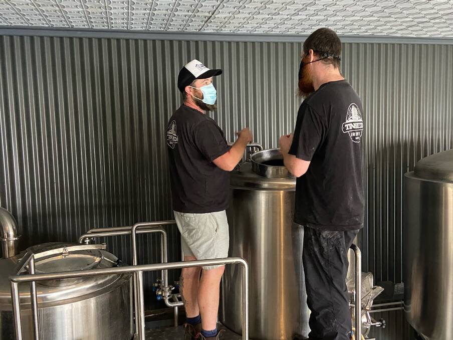 PREPARING: Tinshed Brewery's David "Jimmy" Cox and Nathan Lake are busy brewing. Picture: Haley Cox