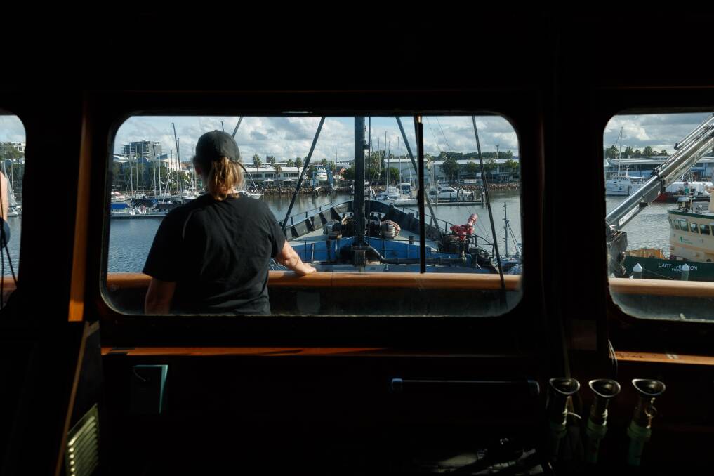 Kerrie Goodall, on the retired Sea Shepherd flagship, the "Steve Irwin", that she owns, at Thales' wharf at Carrington. Picture: Max Mason-Hubers