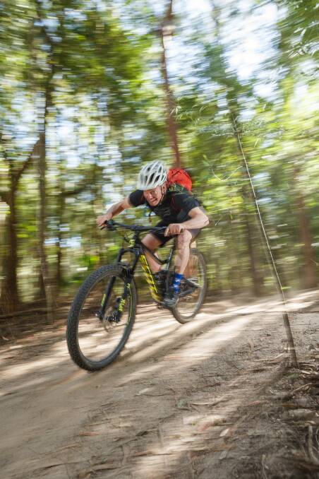 Andrew Hardy tests out the development trail at the Awaba Mountain Bike Park. Picture: Max Mason-Hubers
