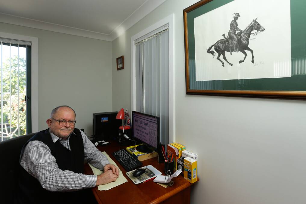 David Dial at his desk, working on his final "The Hunter Remembers" column. Picture: Jonathan Carroll 