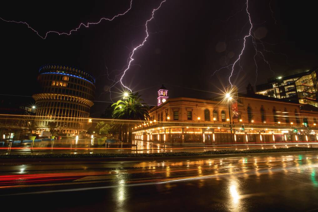 A stormy night in the heart of Newcastle. Picture: Marina Neil 
