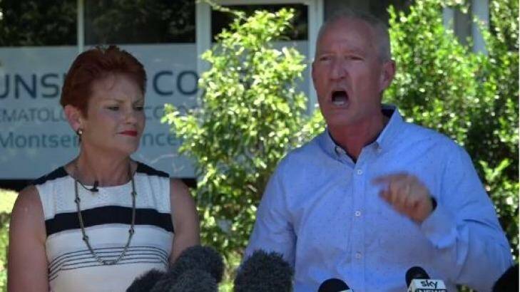 Steve Dickson announces his defection to One Nation with Pauline Hanson. Photo: Facebook