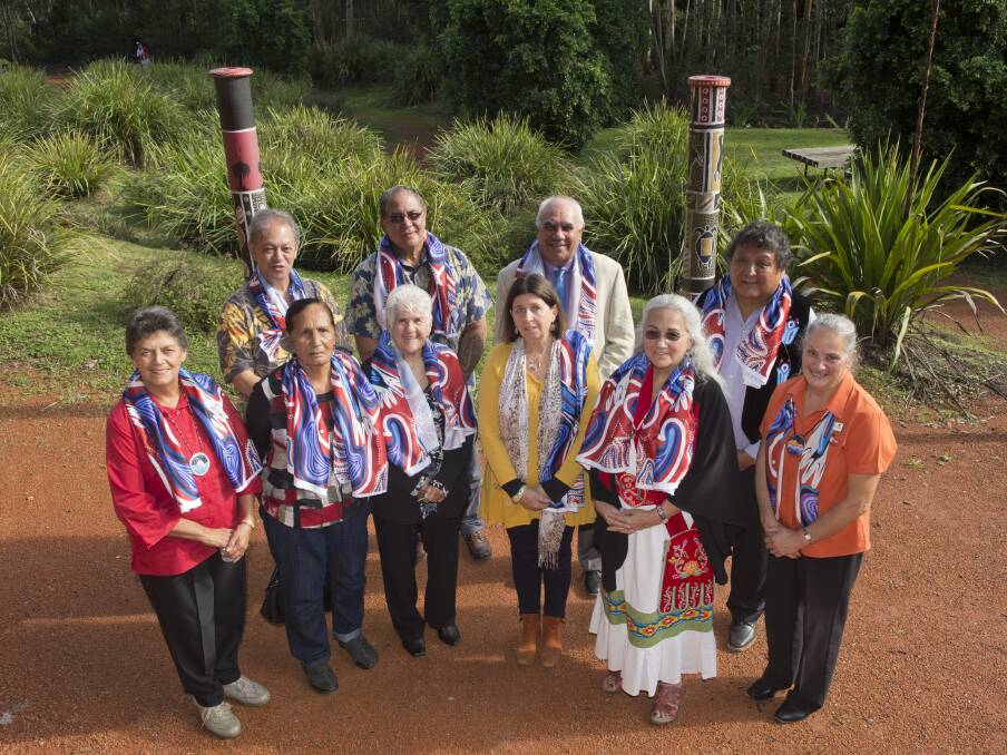 The accreditation team, back row, Dr Peter Hanohano, Dr Trevor Moeke, Professor Bob Morgan and Delbert Horton; front row, Auntys Lorraine Lilley, Colleen Perry and June Rose, Deidre Heitmeyer, Laura Horton and Bronwyn Chambers.