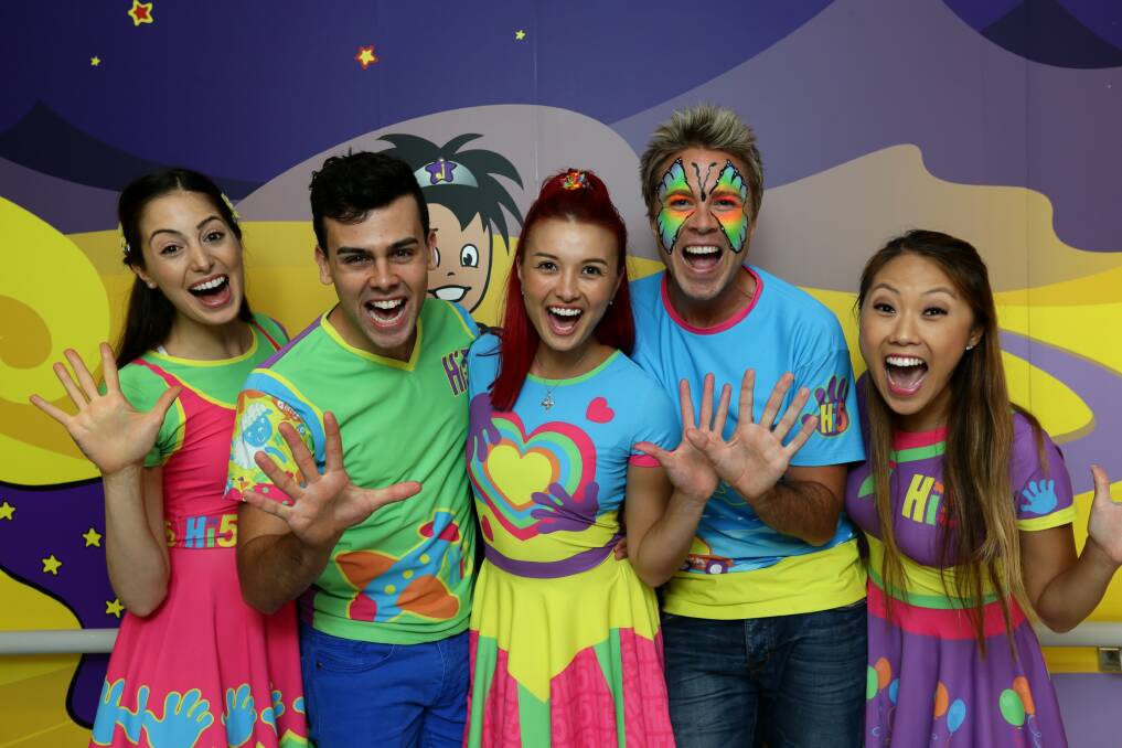 CHEERY KIDS: The Hi-5 team are Mary Lascaris, Ainsley Melham, Tanika Anderson, Stevie Nicholson and Dayen Zheng. Picture: Jonathan Carroll