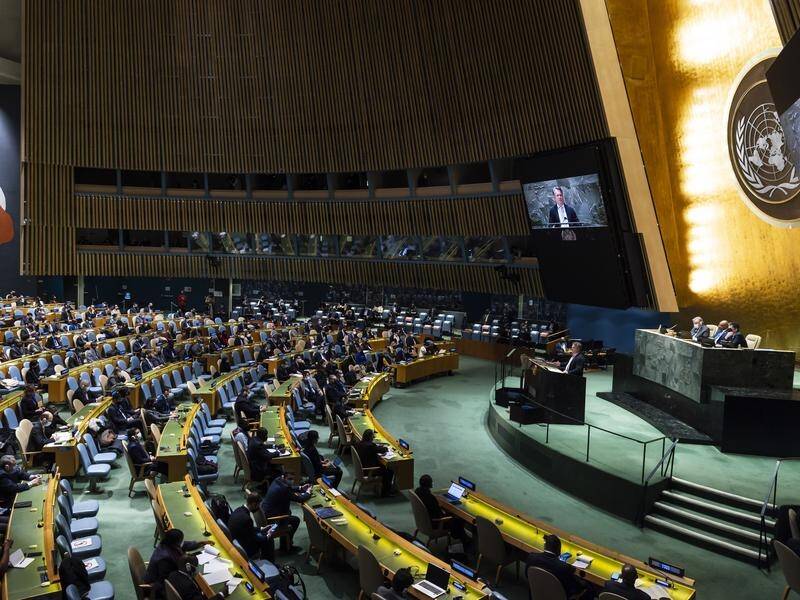 Ukraine's ambassador has addressed an emergency session of the United Nations General Assembly.