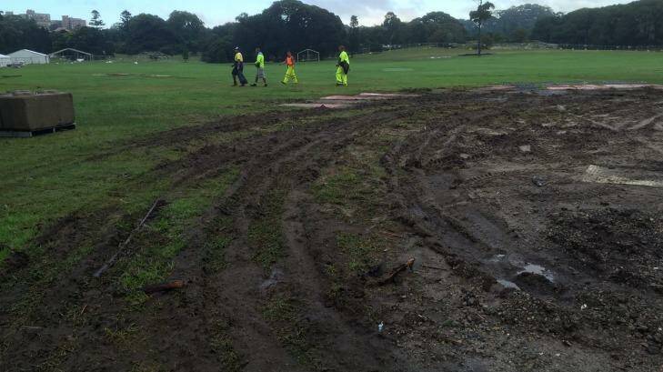 Mud bath: The Camp Gallipoli event at Centennial Park has been postponed because of the storms. Photo: Peter Rae