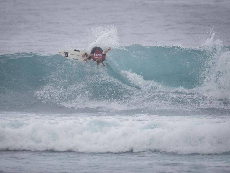 Local hope Bronte Macaulay is waiting for her semi-final heat at the Margaret River Pro WSL event.