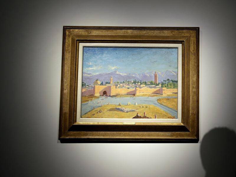 The painting by Sir Winston Churchill is of a Moroccan landscape and will be auctioned in London.