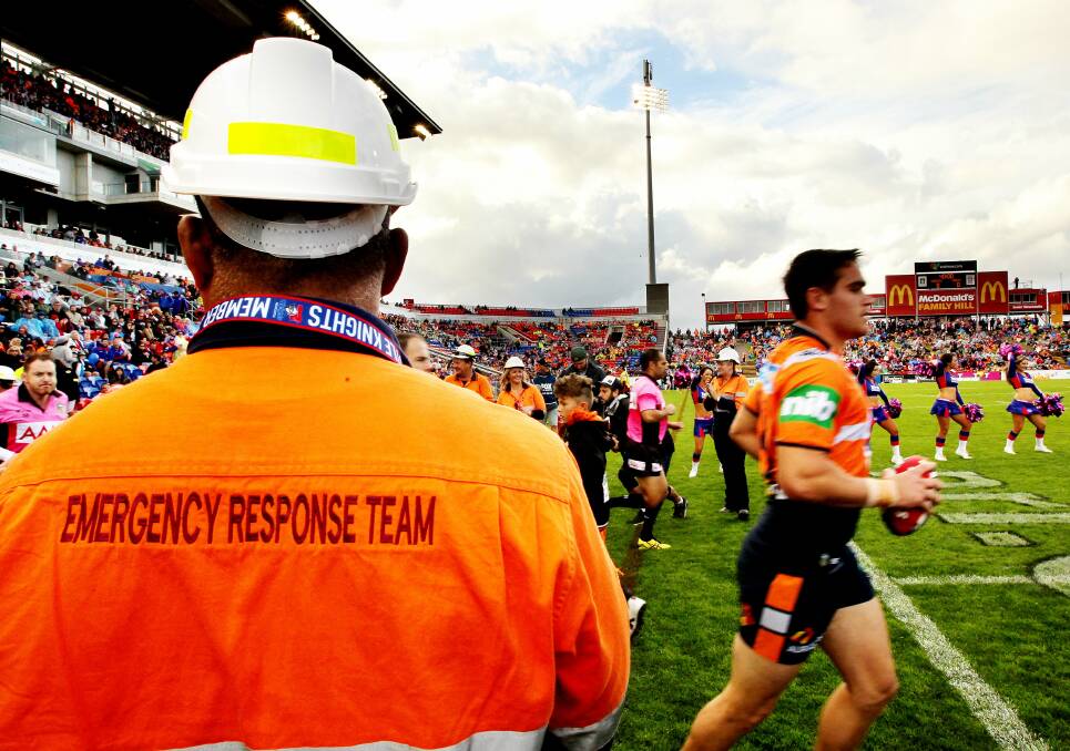 OFF COLOUR: The Knights donned their hi-vis mining jersey, pictured, in Sunday's clash with St George Illawarra.