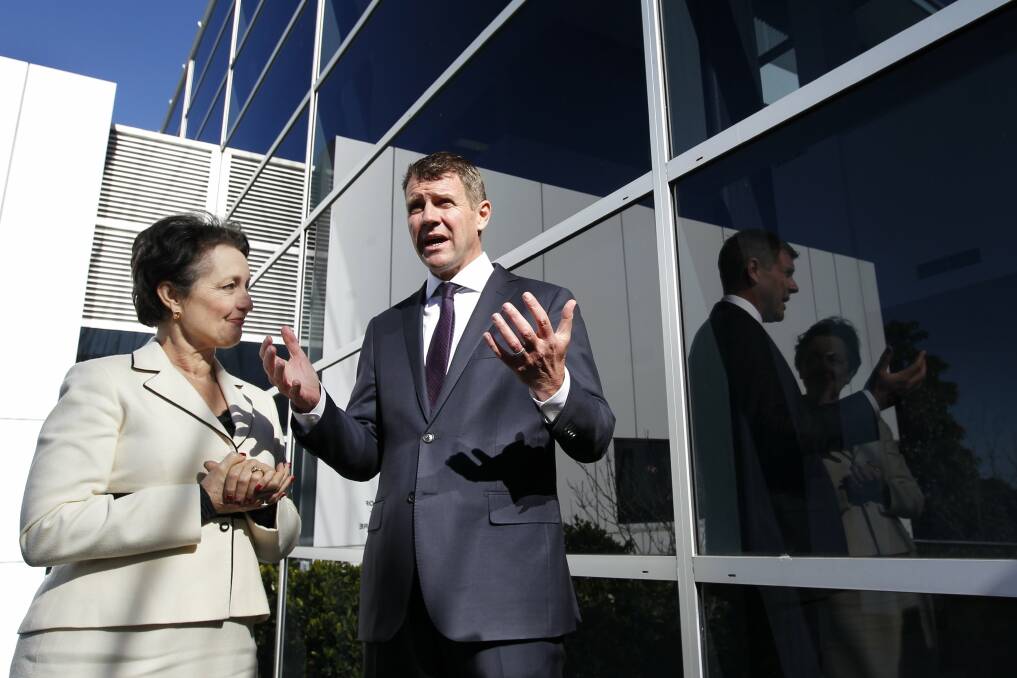 A FIRST: Minister for Medical Research Pru Goward and NSW Premier Mike Baird at Newcastle's Calvary Mater Hospital, at Waratah.