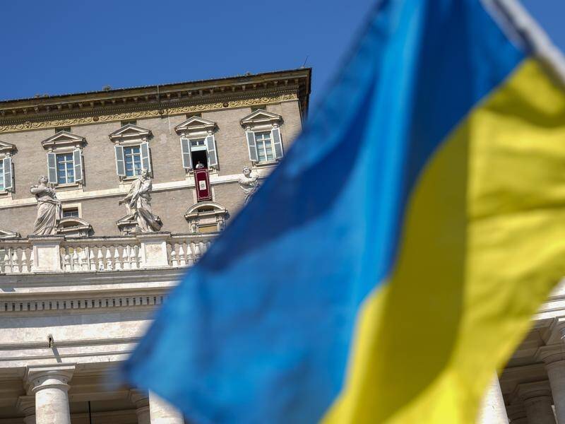 Some have waved Ukrainian flags as Pope Francis addressed worshippers in St Peter's Square.