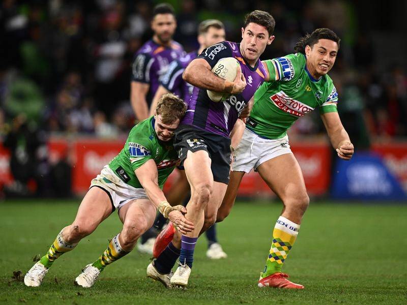 Nick Meaney (c) has signed a contract extension with NRL side the Melbourne Storm. (Joel Carrett/AAP PHOTOS)