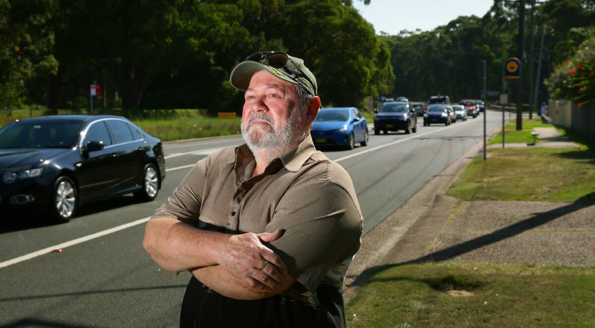 Chris Dewhirst is sick of nothing being done about peak-hour traffic on Hillsborough Road. Picture: Peter Stoop
