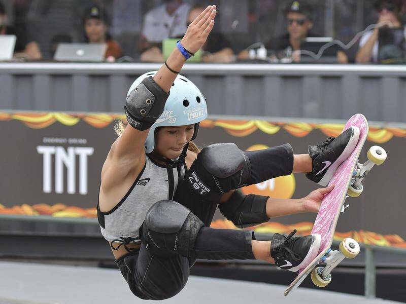Skateboarding prodigy Sky Brown, 12, is hoping to add surfing to her Tokyo Olympics schedule.