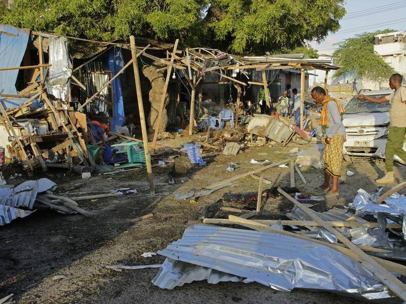 At least seven people have been killed in an attack on a shop selling tea in Mogadishu. (AP PHOTO)