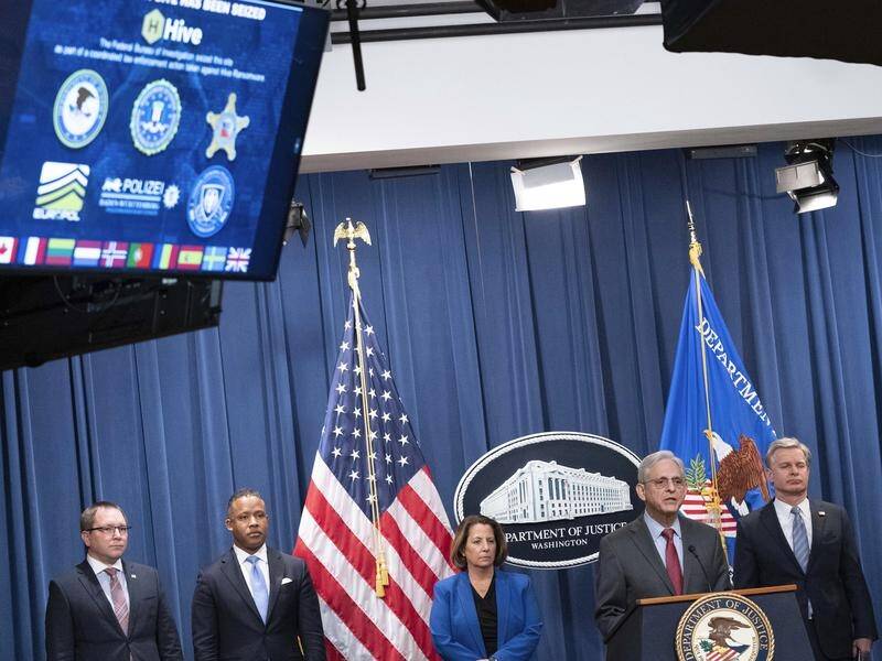 Deputy US Attorney General Lisa Monaco says authorities had "hacked the hackers" to take down Hive. (AP PHOTO)