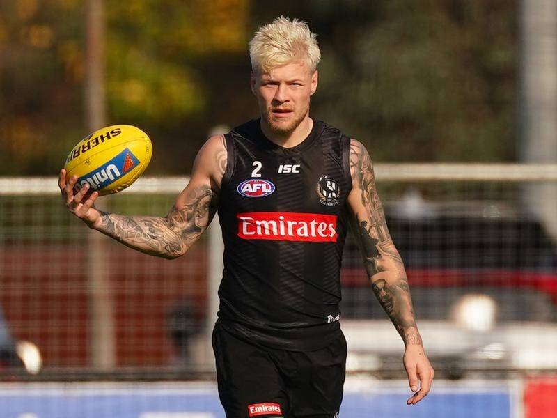 Jordan De Goey returns to the Collingwood line-up for the Magpies AFL clash with Geelong.