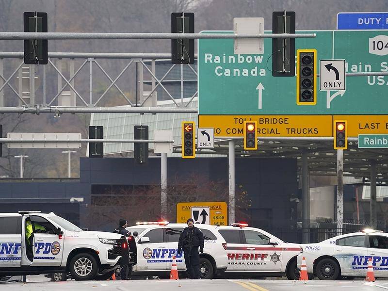 Terrorism has been ruled out after a vehicle exploded on a bridge at the US-Canada border. (AP PHOTO)