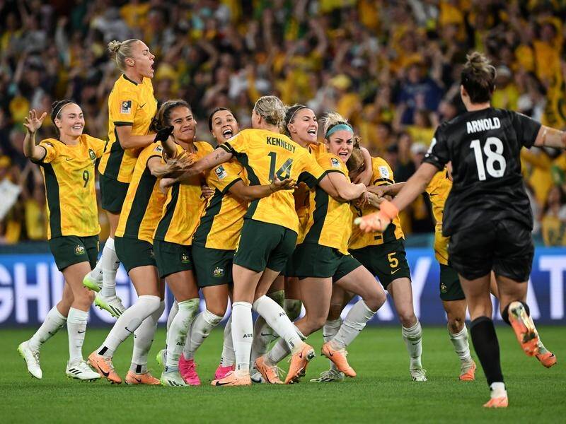 Australia have beaten France on penalties to reach the semi-finals of the Women's World Cup. (Darren England/AAP PHOTOS)