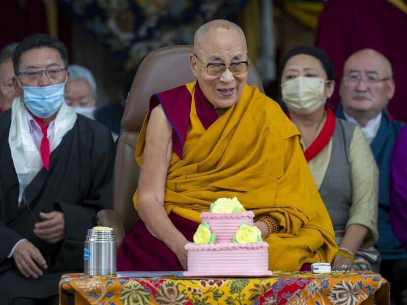 The Dalai Lama celebrated his 88th birthday with supporters at the Tsuglakhang Temple in Dharamsala. (AP PHOTO)