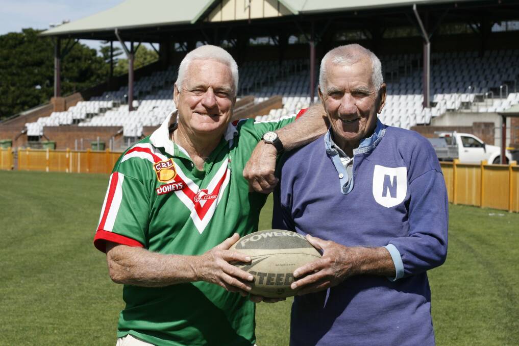 GAME TO REMEMBER: Wayne "Bomber" Hore and Jack "Croaker" Gill relive the 1967 grand final at No.1 Sportsground this week.