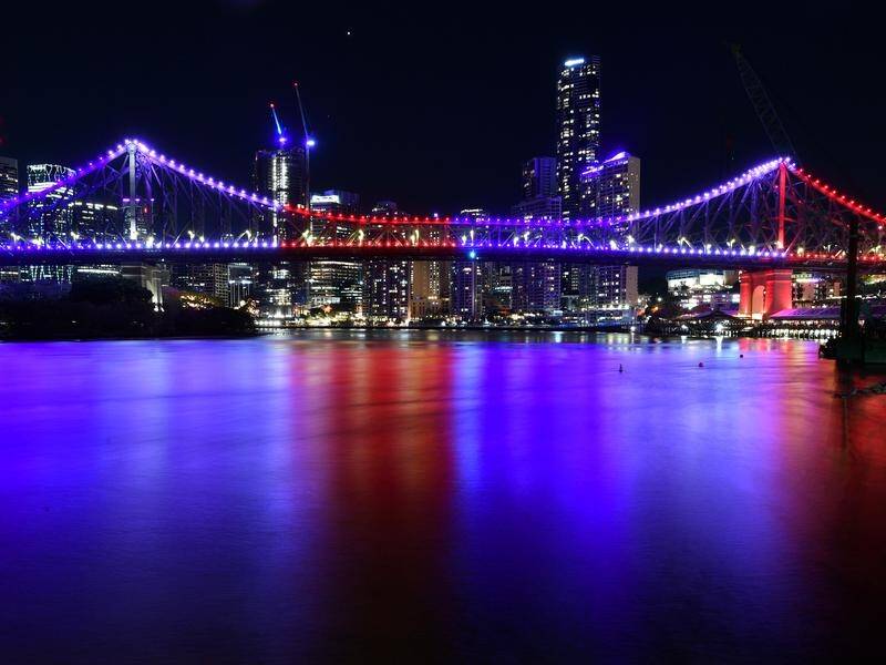 The Story Bridge in Brisbane has been lit up in red, white and blue on the 20th anniversary of 9/11.