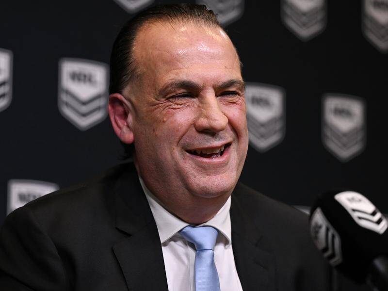 The NRL and its chair Peter V'landys may soon be looking for a new sponsorship deal. (Dean Lewins/AAP PHOTOS)