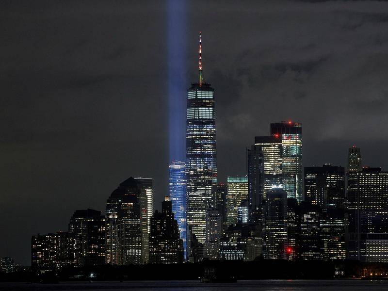 The Tribute in Light is tested in New York ahead of the 9/11 commemoration.