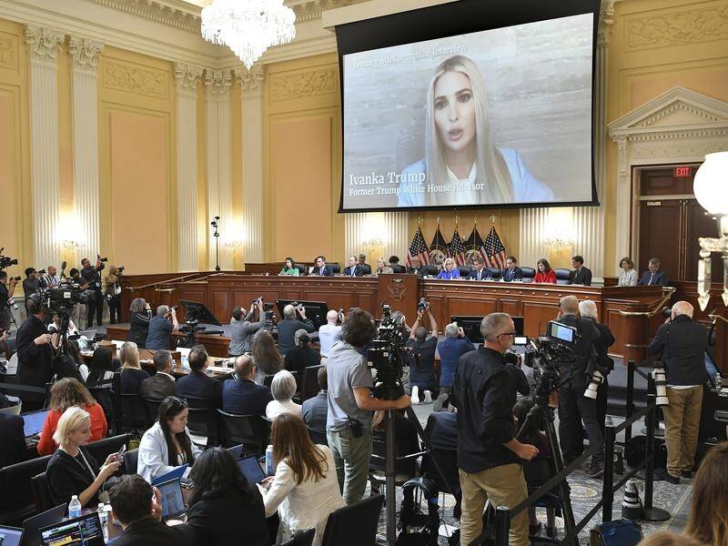 Ivanka Trump's videotaped testimony is played during a public hearing into the 2021 US Capitol riots
