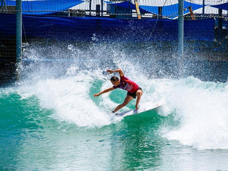 Sally Fitzgibbons is nicely placed to make the last four of the world surf tour event at Surf Ranch.