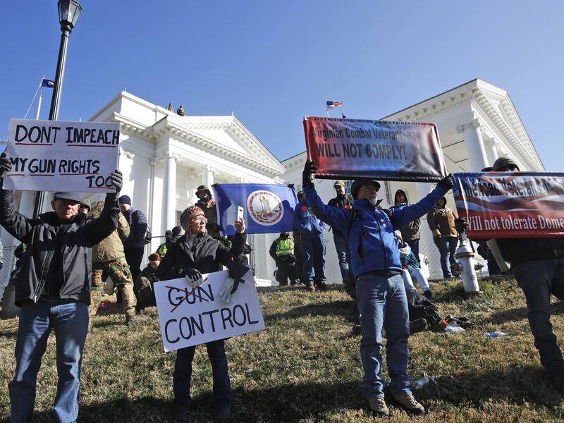 Pro gun supporters have protested outside the Virginia State Capitol in Richmond.