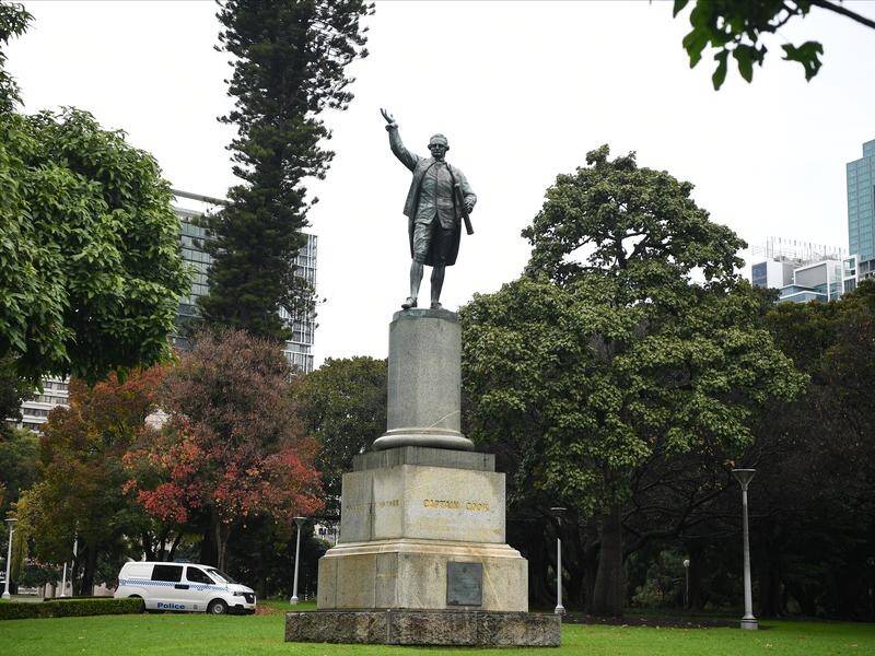 Two women have been arrested after a Captain Cook statue in Sydney's Hyde Park was defaced.