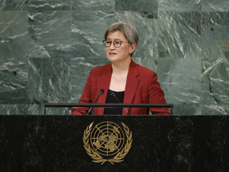 Foreign Minister Penny Wong has dismissed referendums held in occupied parts of Ukraine as shams. (AP PHOTO)