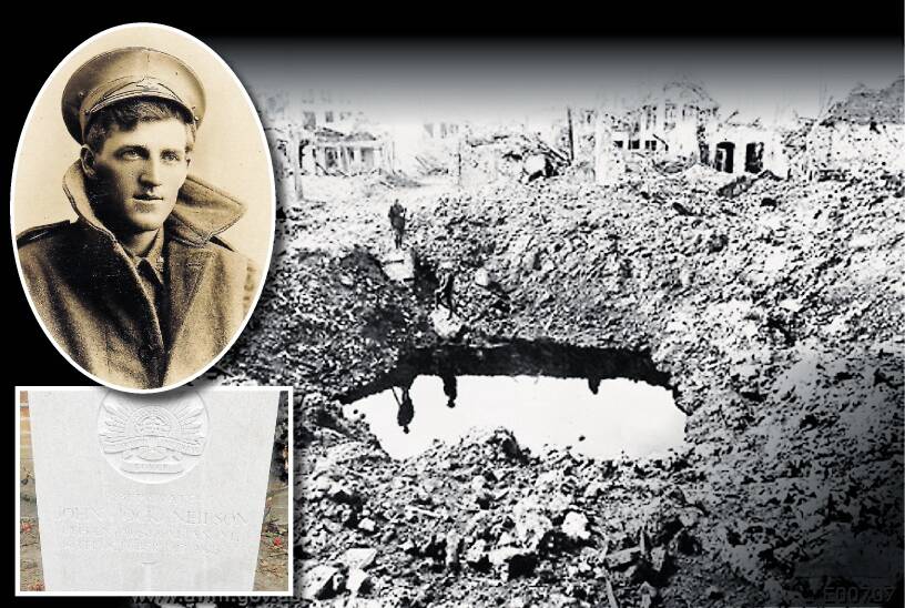 West Wallsend Digger John ‘Jock’ Neilson’s body had lain in an unmarked grave for nearly a century after he was killed at the bloody Battle of Passchendaele, main,  in 1917. Now his body has been identified a new headstone, left, will be dedicated at his Belgian gravesite. 