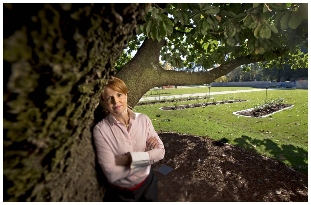 Jane Grover, Southern Metropolitan Cemeteries Trust chief operating officer, next to the "new age" section of the Springvale Cemetery, where baby boomers will be buried in shrouds at about 1.2 metres deep. Picture: Simon O'Dwyer