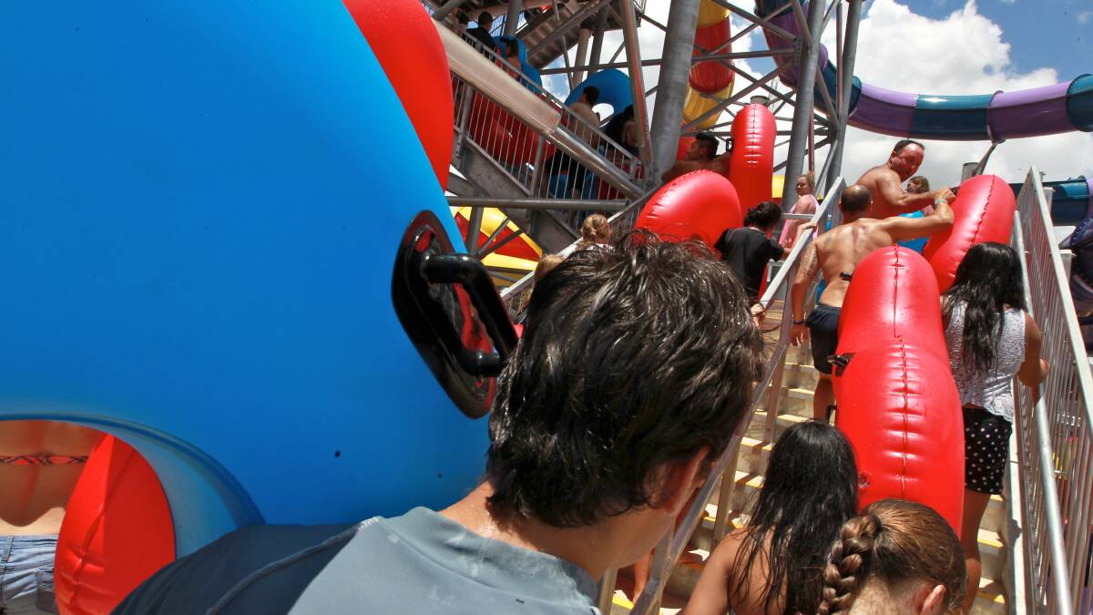 The opening day of the new Wet'n'Wild water park in Sydney in December. Picture: Ben Rushton