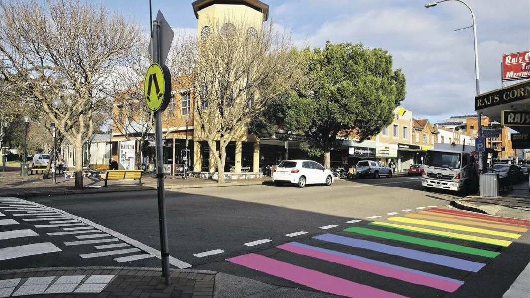 An artists impression of a rainbow crossing on Beaumont Street. Councillor Declan Clausen’s calls for a rainbow crossing have been rejected by RMS, council and police on safety grounds.  Picture: Tracy Peters