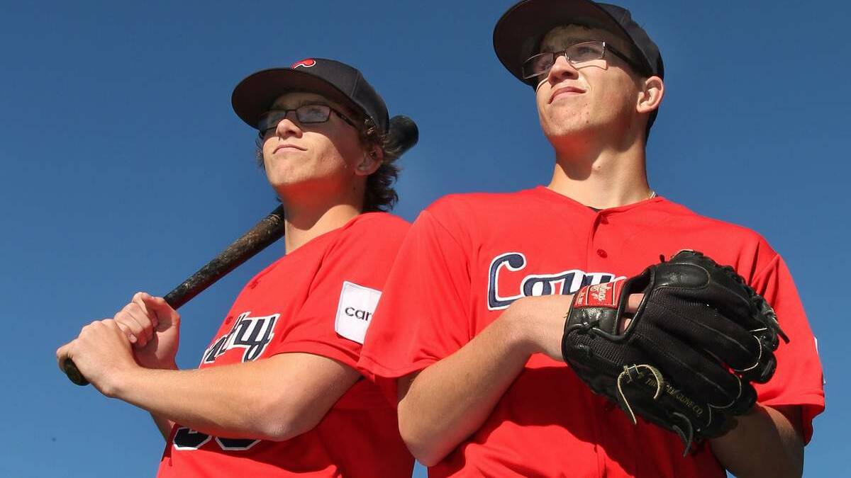Lachlan Wells, right, and his twin brother Alexander. Lachlan will sign with the Minnesota Twins on Monday. 