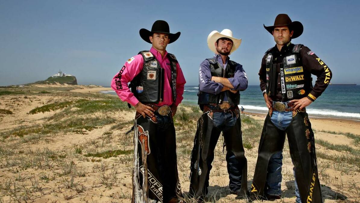 From left Rodeo Riders Kaique Pacheco (BRAZIL), Cody Ford (USA) and Silvano...