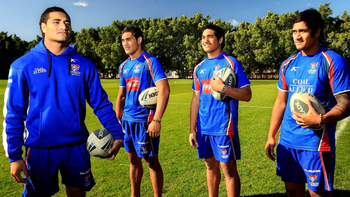 FAMILY TALENT: The Mata’utia brothers from left Peter, Pat, Sione and Chanel, in June 2011. Picture Simone De Peak