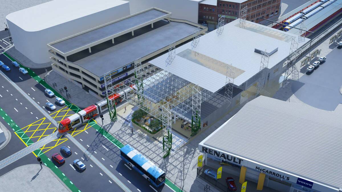An artist’s impression of the proposed Wickham interchange , which could now  make use of the adjacent Store site.
